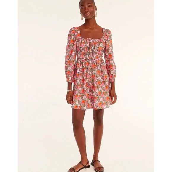 Jcrew x Liberty London Cinched-Waist Organic Cotton Mini Dress Size 6 - Picture 7 of 7